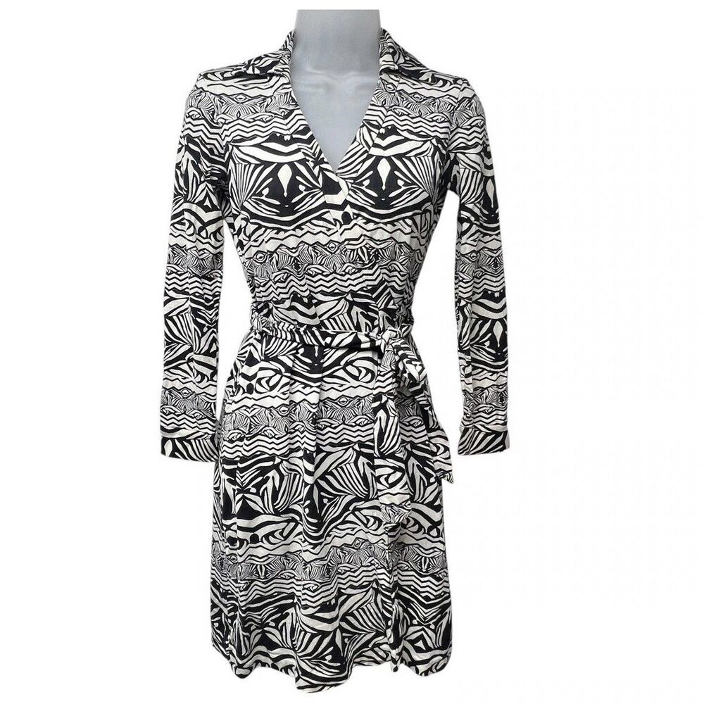 Diane von Furstenberg 100% Silk Jeanne Two Zebra Tattoo Wrap Dress Iconic 4 $365